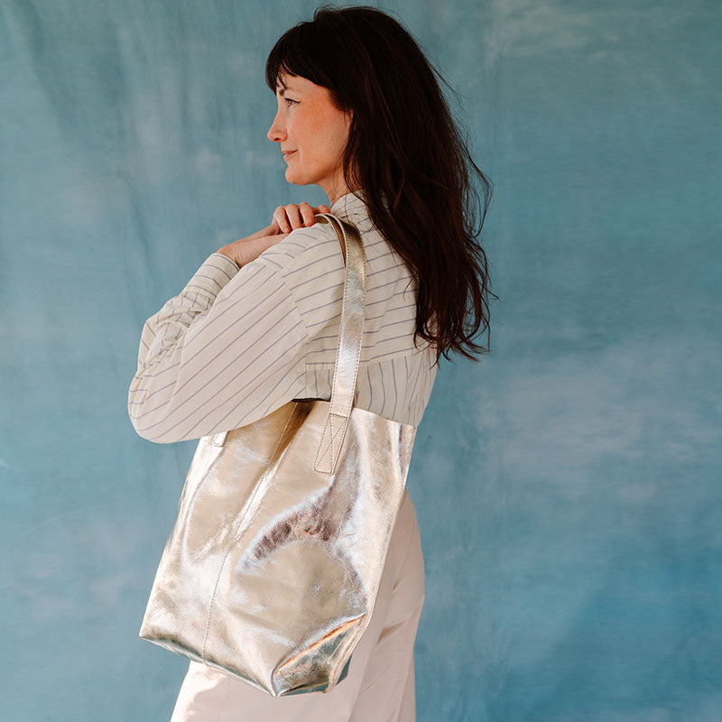 Lederen shopper - Swing It - Gold