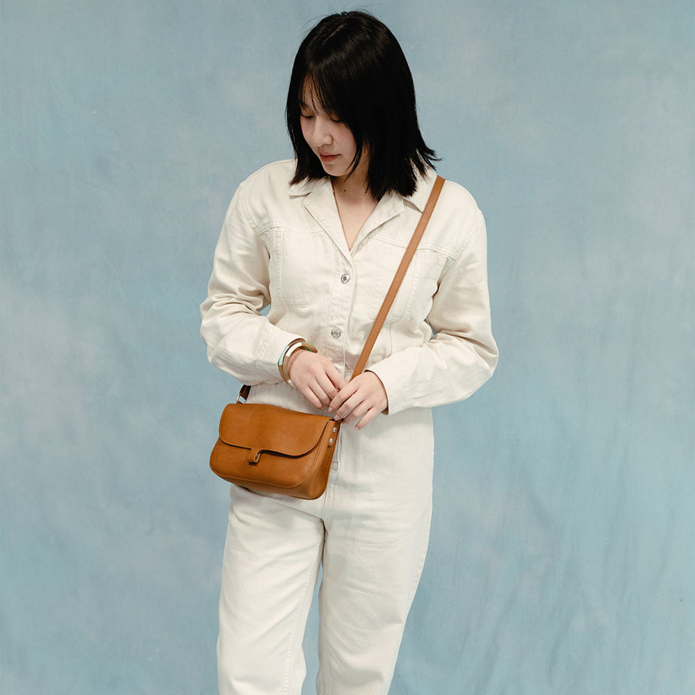 Handtas - Wild swan - cognac used look