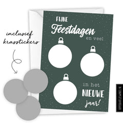 Kerstkaart kraskaart DIY inclusief envelop - groen/ zilver