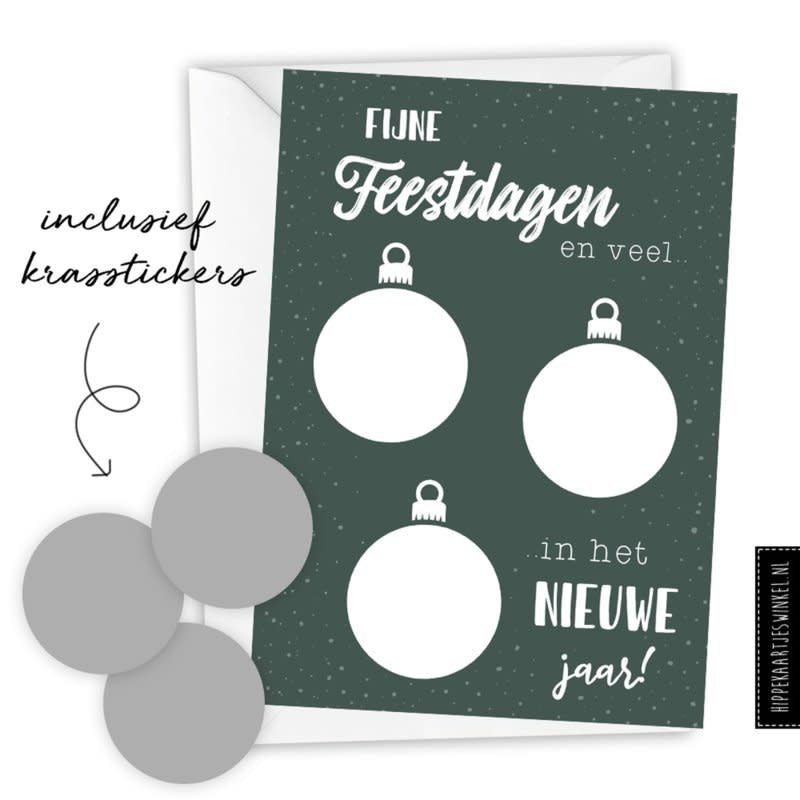 Kerstkaart kraskaart DIY inclusief envelop - groen/ zilver