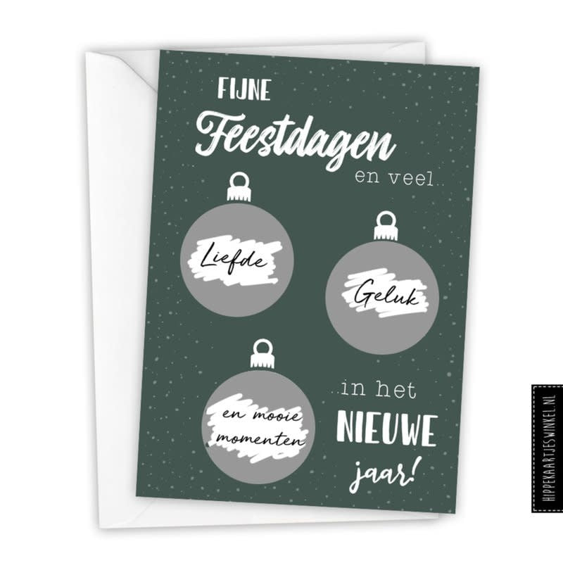 Kerstkaart kraskaart DIY inclusief envelop - groen/ zilver