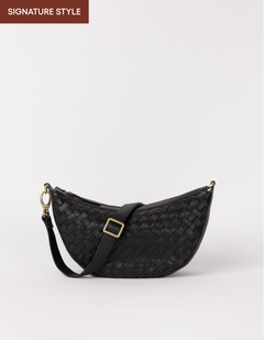 Leo Midi - Black Woven Soft Grain Leather