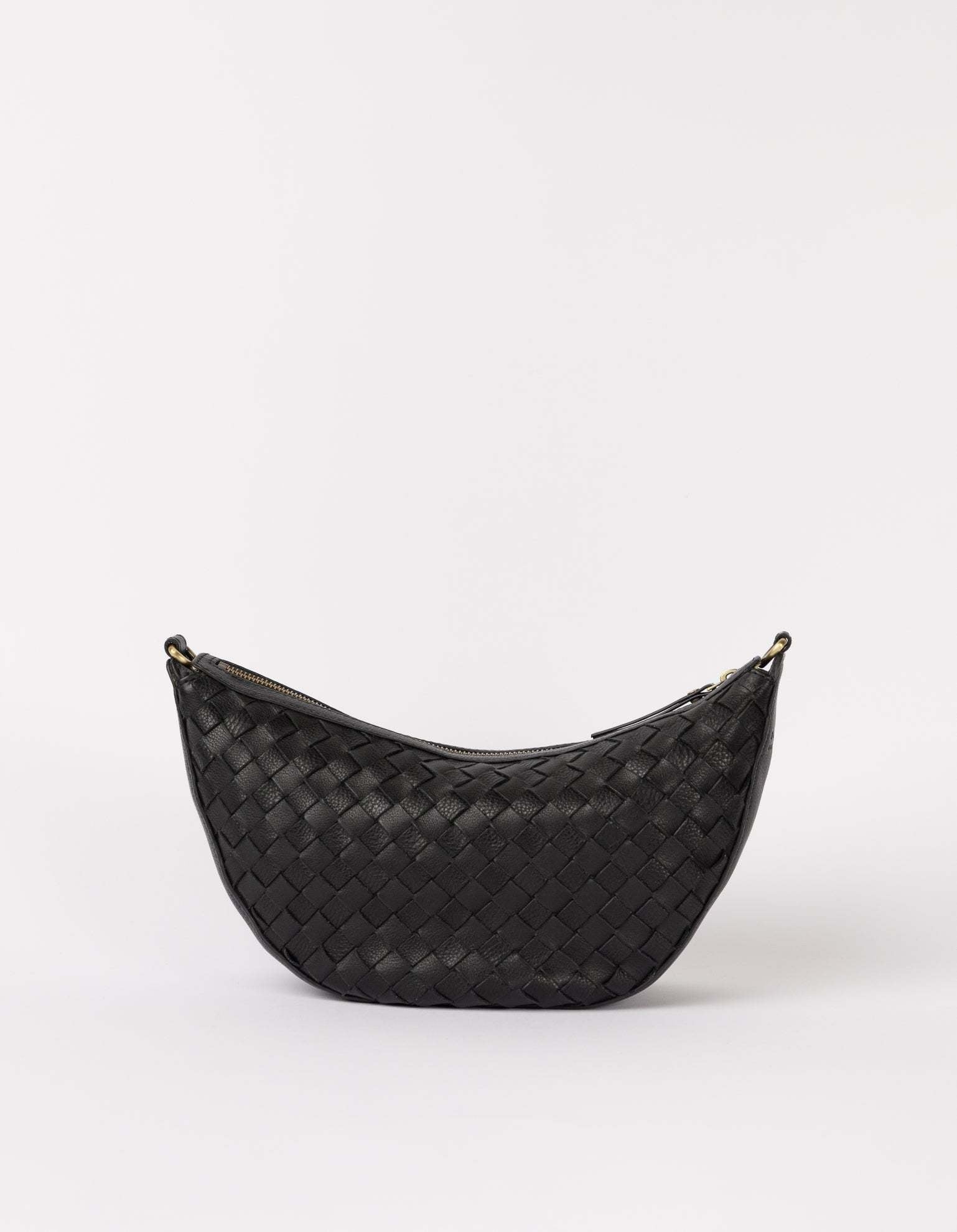 Leo Midi - Black Woven Soft Grain Leather