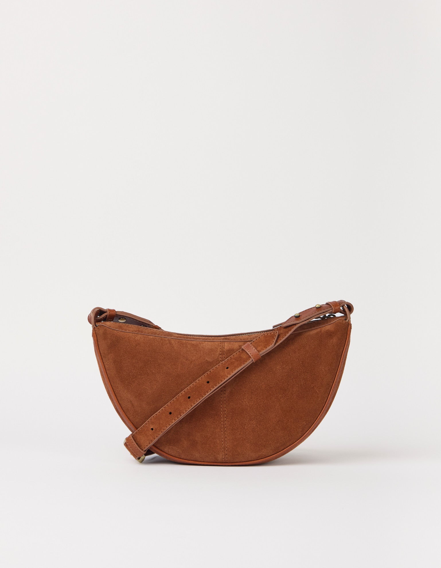Leo Midi Crossbody Strap Cognac Suède with classic leather