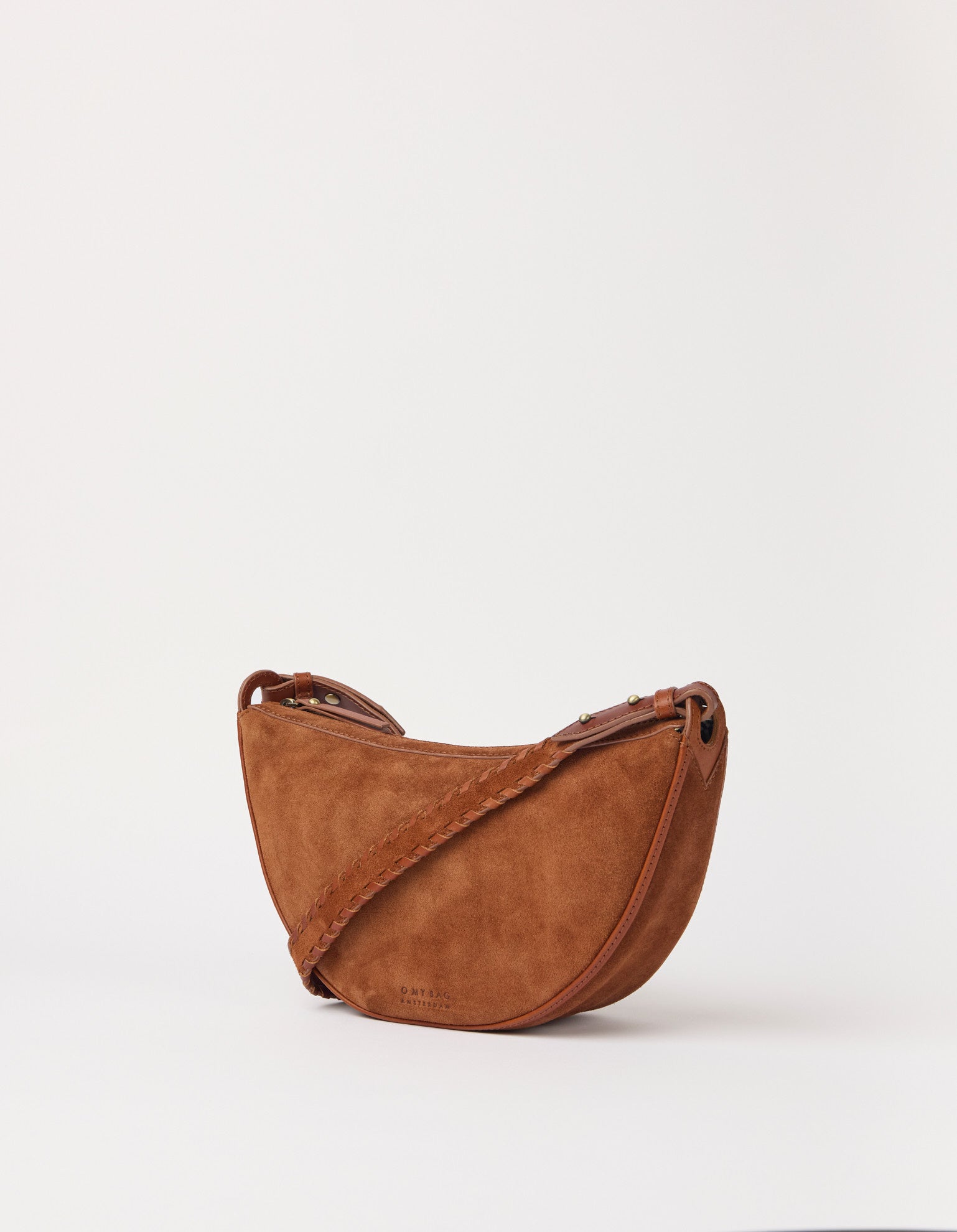 Leo Midi Crossbody Strap Cognac Suède with classic leather