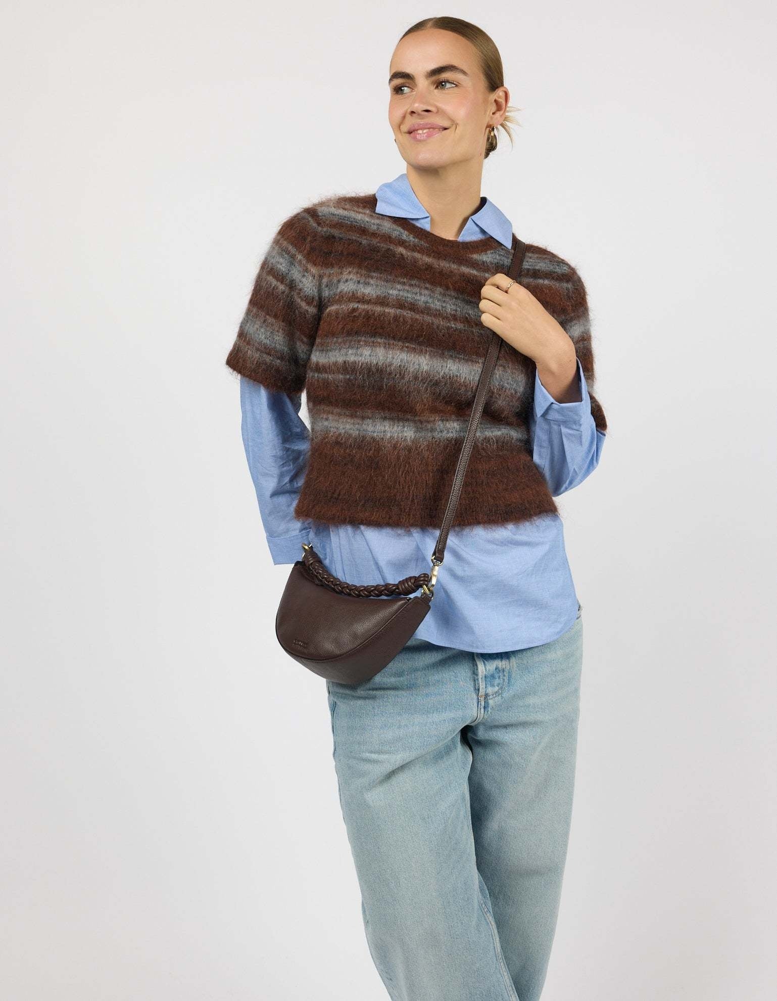 Leo Mini Twisted Handle - Chocolate Soft Grain Leather