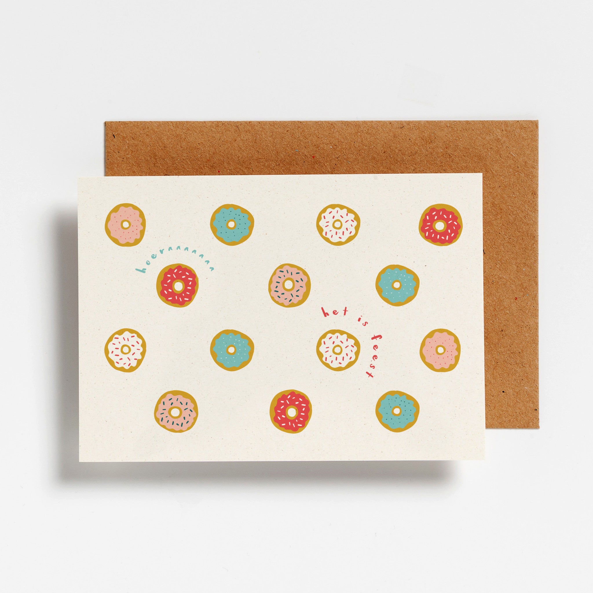 Wenskaart Hello August -'Het is feest...' - Donuts
