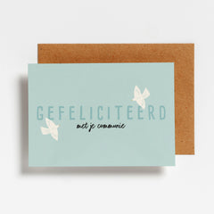 Wenskaart Hello August - 'Gefeliciteerd met je communie' - groen