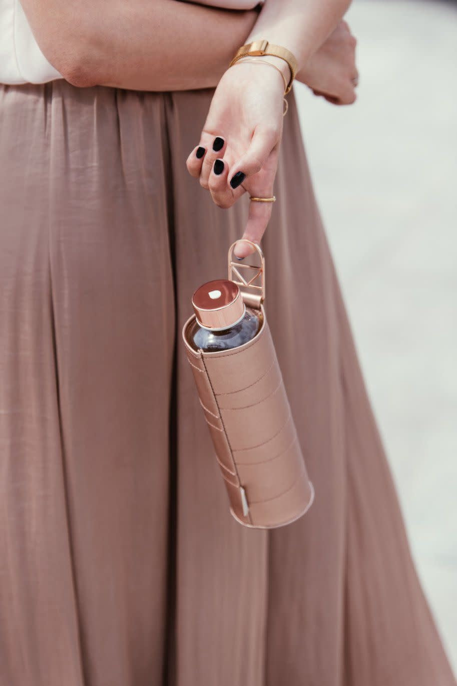 Drinkfles cover voor Mismatch Ginkgo -Leather Bronze