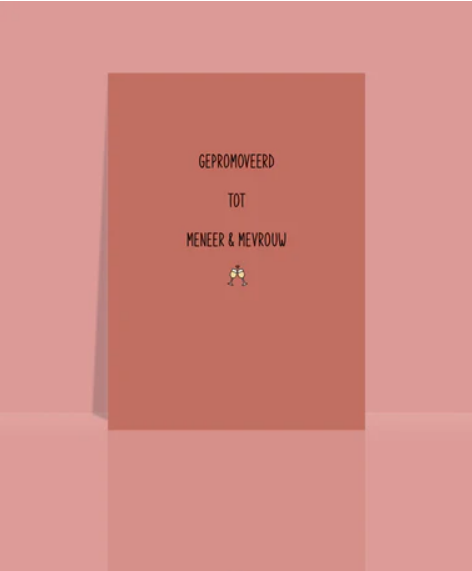 Wenskaart - Gepromoveerd tot meneer & mevrouw