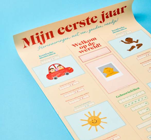 Poster - woordzoeker-  Mijn eerste jaar - mijn mijlpalen