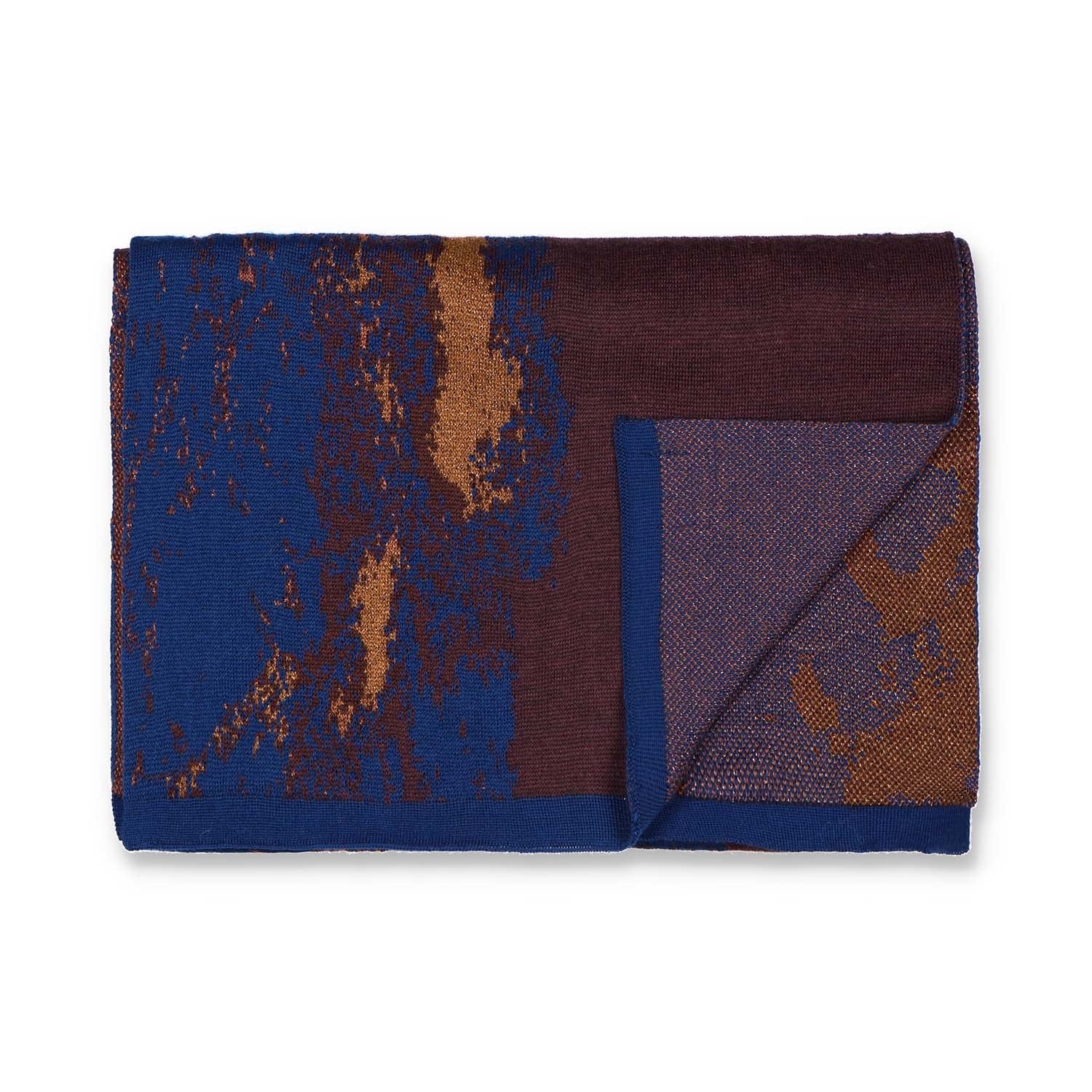 Sjaal Myosotis 01 - Blue, dark maroon, copper - 195 cm x 40 cm