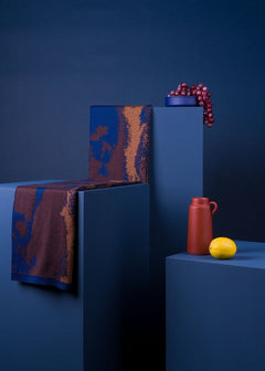 Sjaal Myosotis 01 - Blue, dark maroon, copper - 195 cm x 40 cm