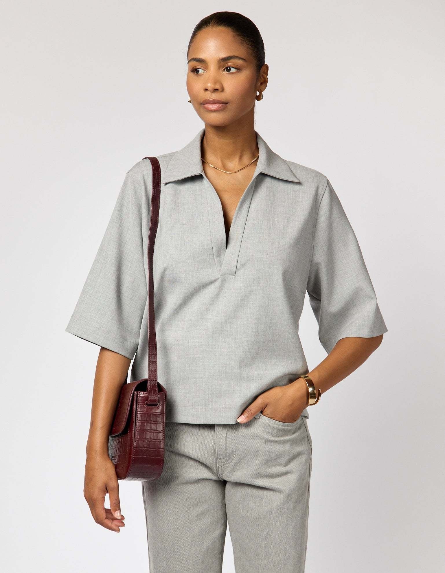 Nina - Dark cherry croco leather