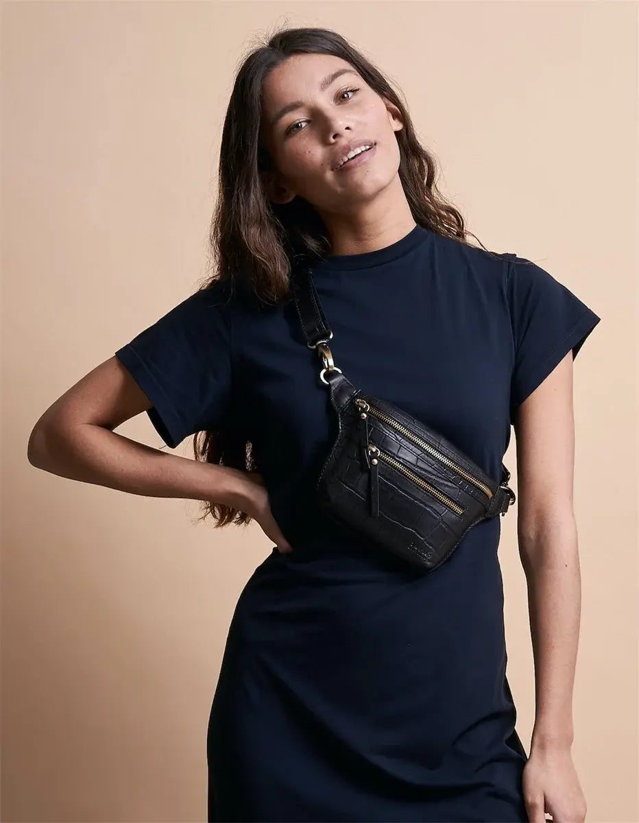 Beck's Bum Bag -  Black classic croco