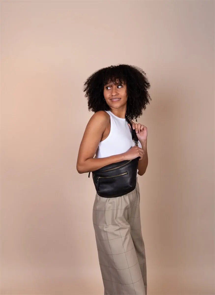 Drew Bum Bag  Black Soft Grain Leather