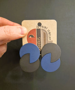 Oorsteker 3D print duo--zwart-donkerblauw