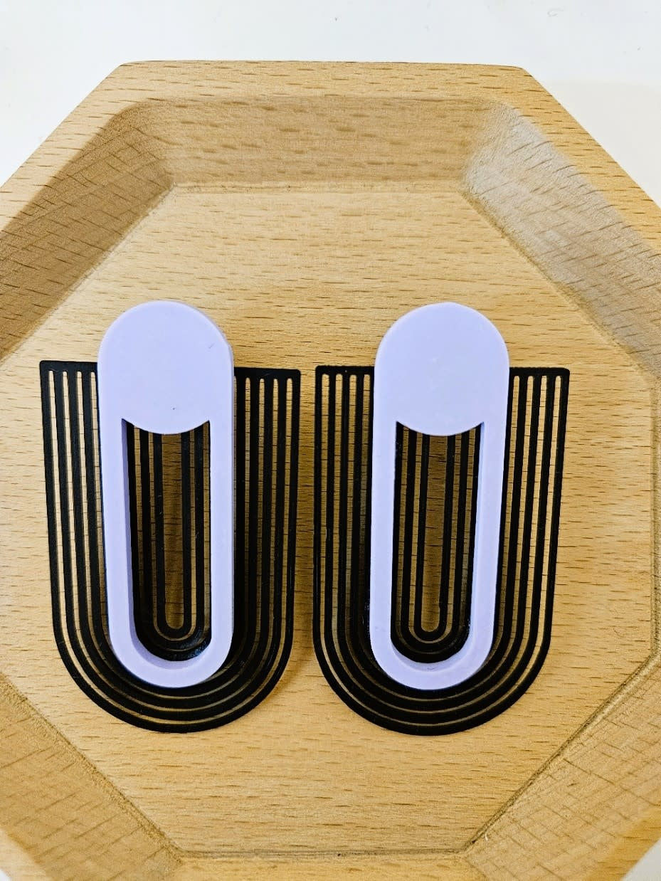 Oorsteker 3D print duo--color lila-zwart