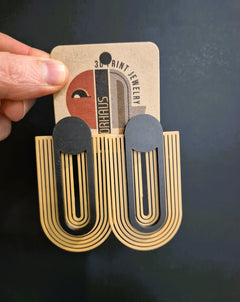 Oorsteker 3D print duo--color 'U' - zwart - zand