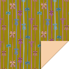 Inpakpapier Bow Parade Olive - Peach / dubbelzijdig - 70 cm x 3m