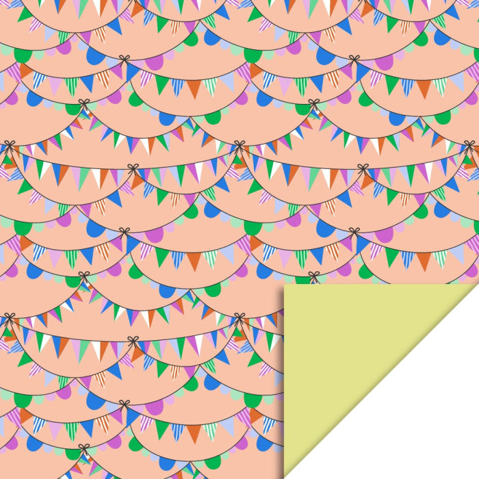 Inpakpapier Party Guirlande Bright - yellow / dubbelzijdig - 70 cm x 3m