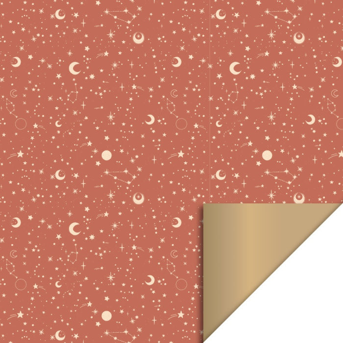 Inpakpapier Galaxy Cognac - Gold / dubbelzijdig - 70 cm x 3m