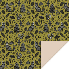 Inpakpapier Nature Animals Olive - Beige / dubbelzijdig - 70 cm x 3m