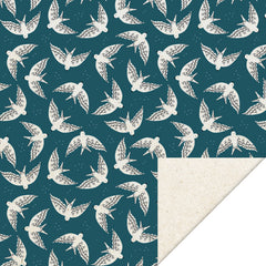 Inpakpapier 700 x 30 cm  - Birds night blue