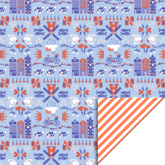 Inpakpapier 700 x 30 cm  - Holland - stripe orange