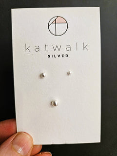 Zilver oorstekers - zilver pareltjes - 3 stuks