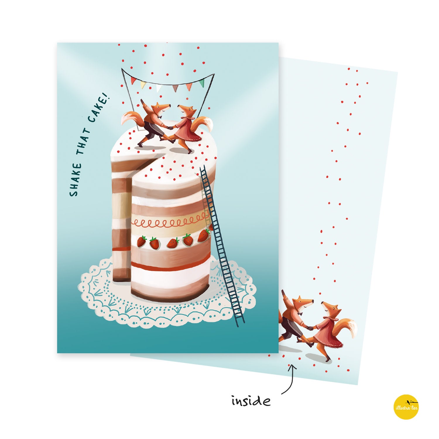 Wenskaart illustra'lies 'Shake that cake'