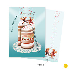 Wenskaart illustra'lies 'Shake that cake'