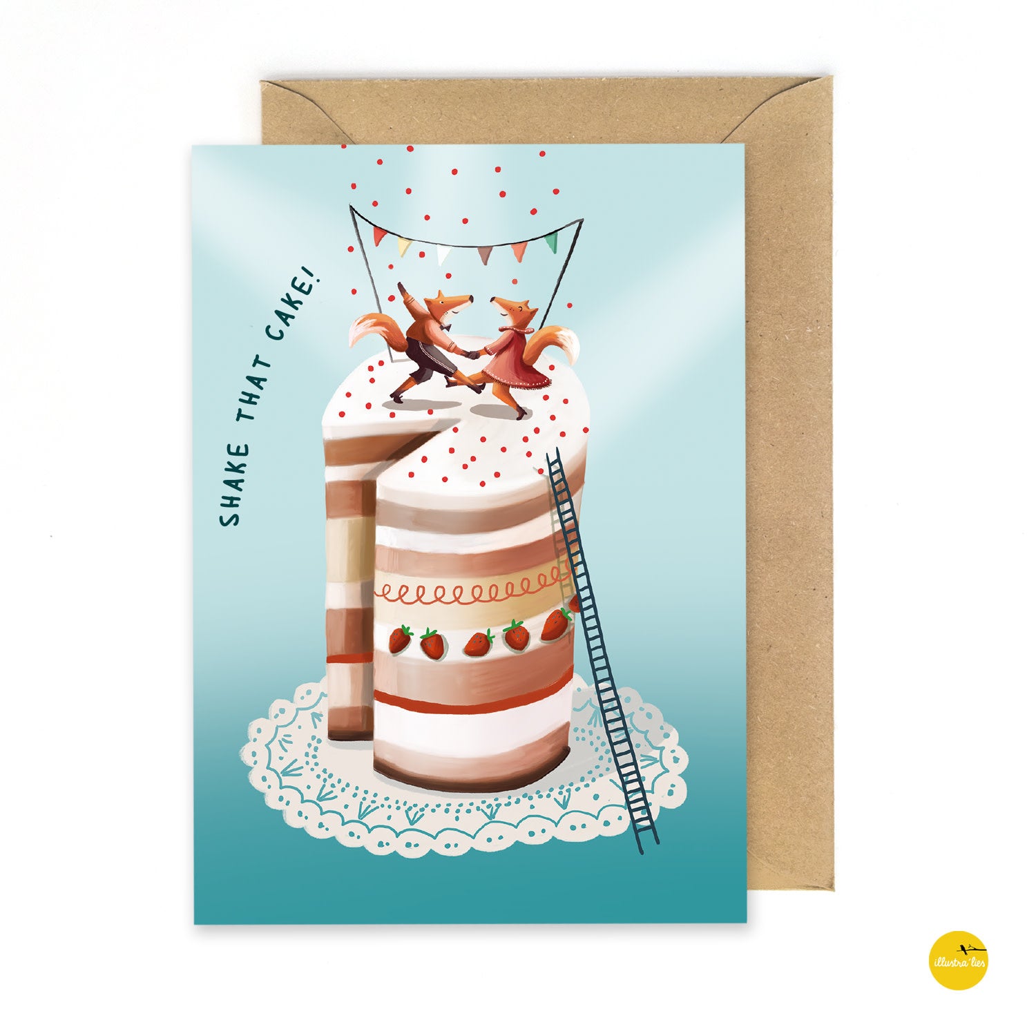 Wenskaart illustra'lies 'Shake that cake'