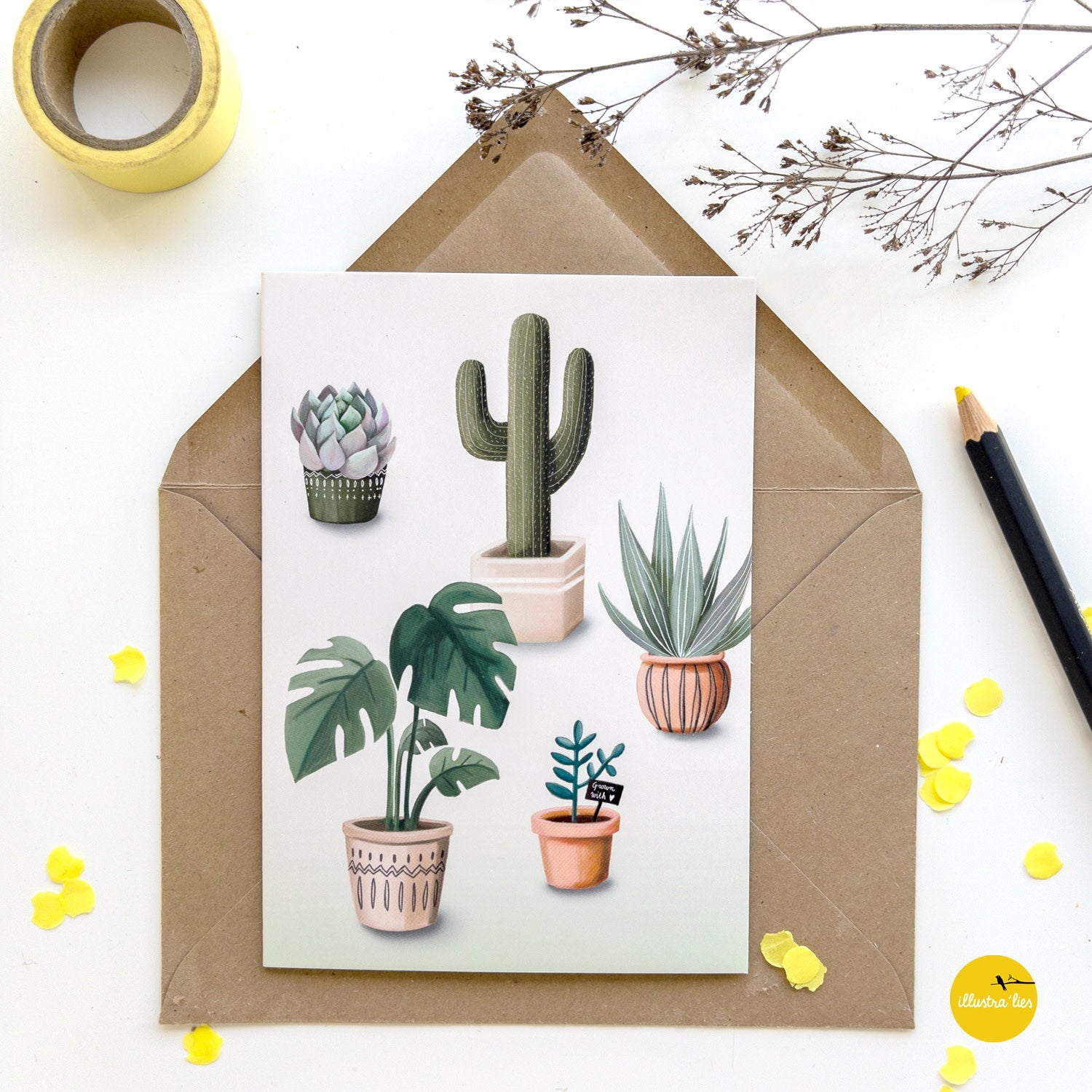 Wenskaart illustra'lies 'Planten'