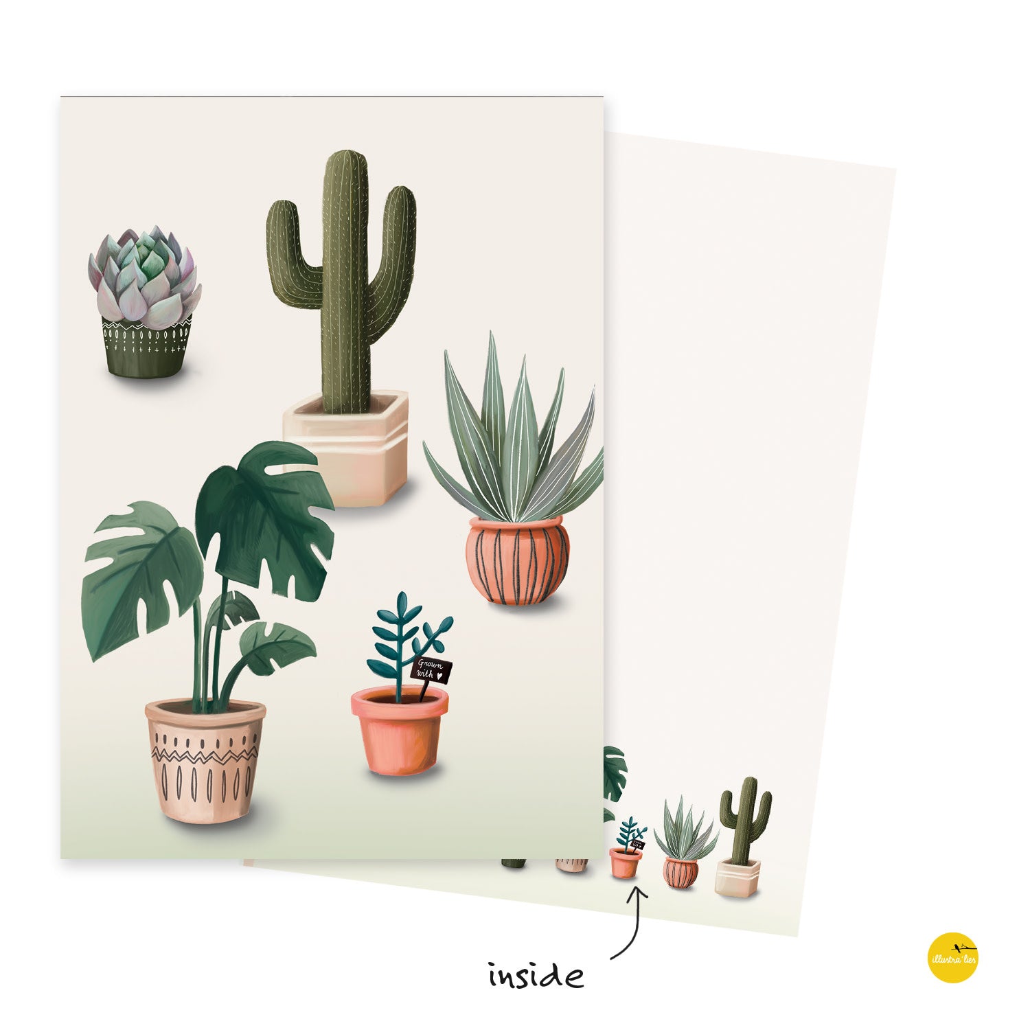 Wenskaart illustra'lies 'Planten'