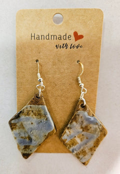 Oorhanger - bruinblauw ruit 1