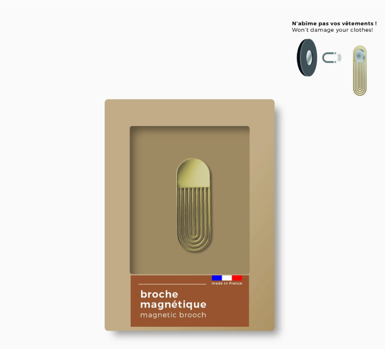 Magnetische broche - langwerpig - goudkleur