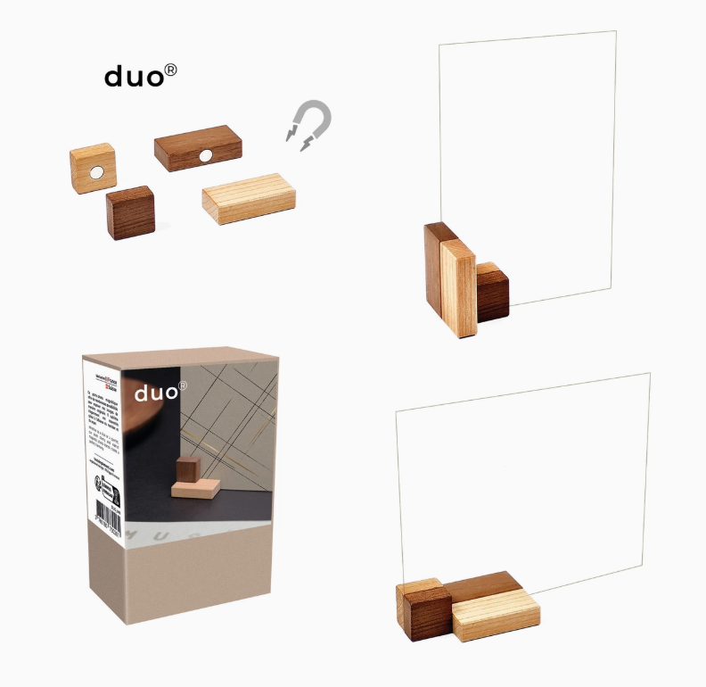 Duo van houten magnetische foto- of kaarthouders