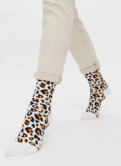 Witte sokken met dierenprint Luipaard  36/40