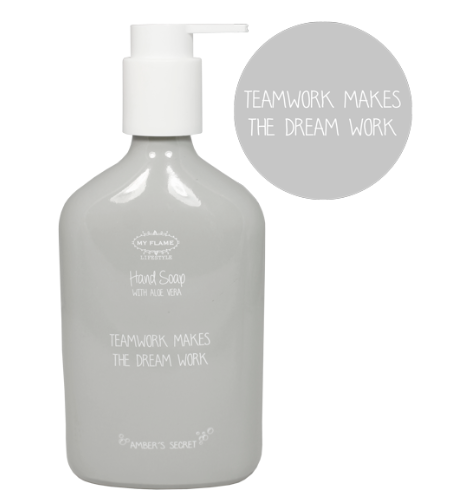 Handzeep in glazen fles 'Teamwork makes the dream work' - 350 ml