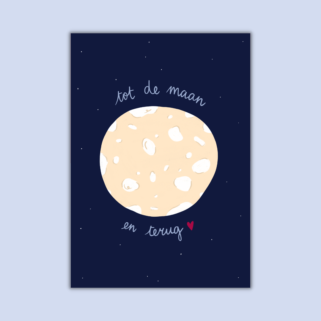 Wenskaart - tot de maan en terug