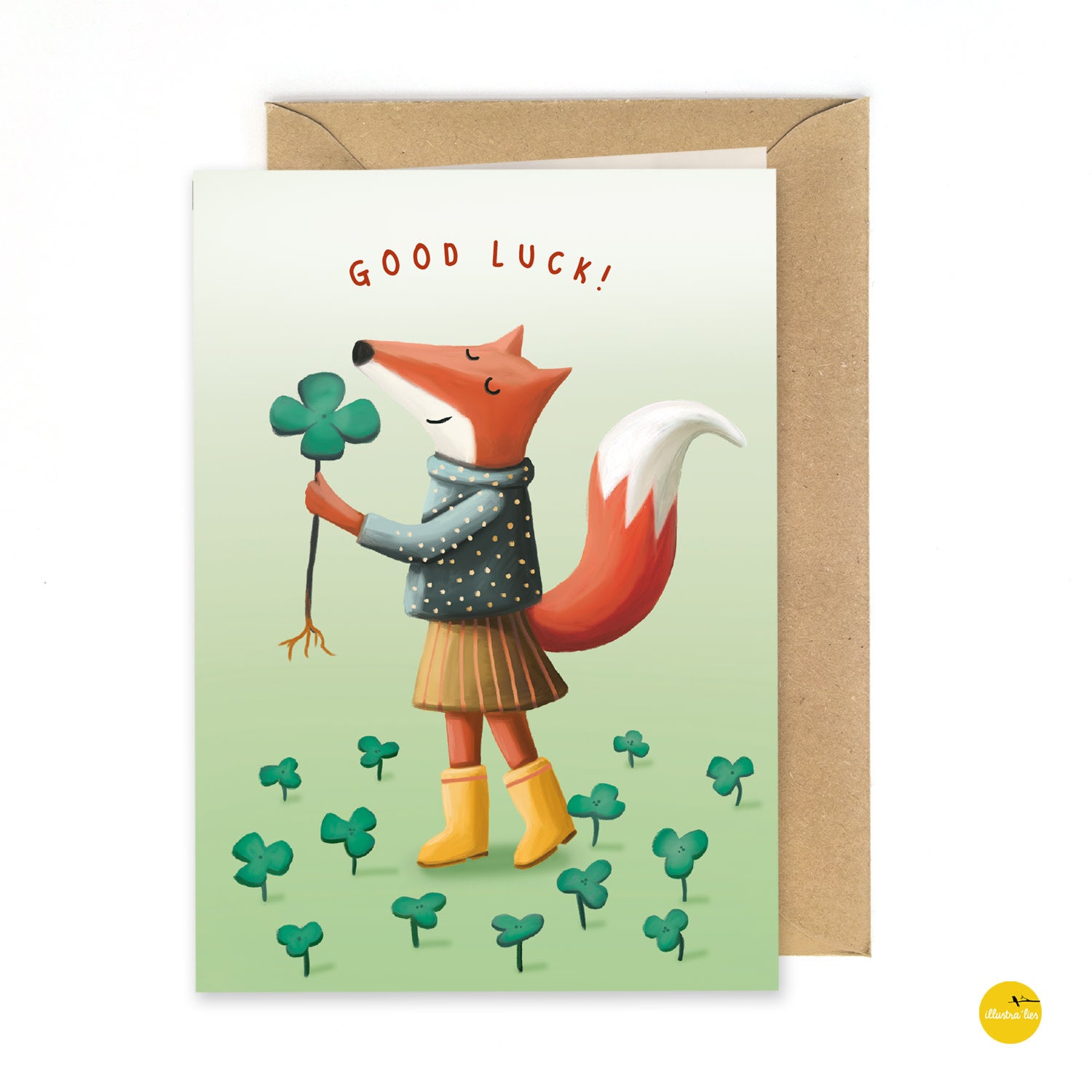 Wenskaart illustra'lies 'Good luck'