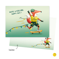 Wenskaart illustra'lies 'Have a rolling happy day!'
