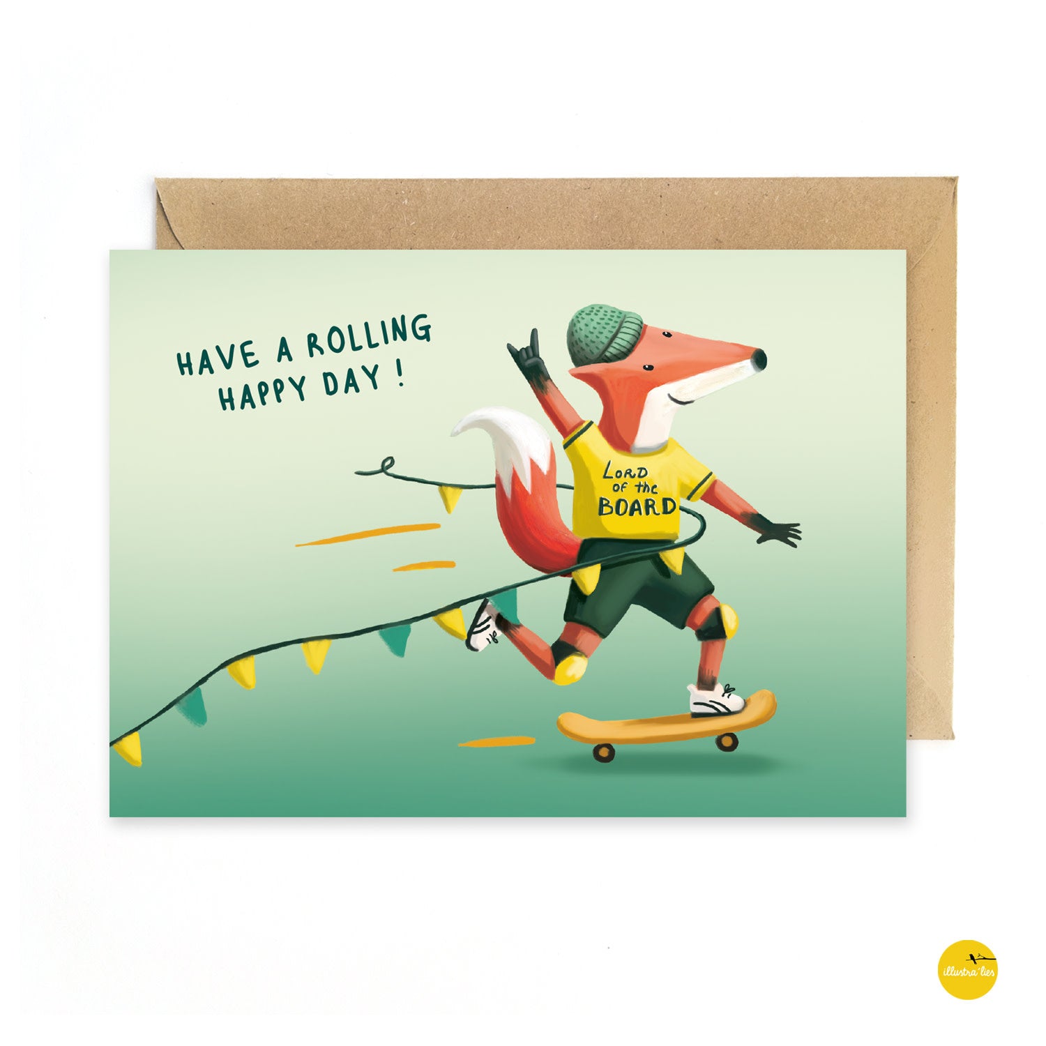 Wenskaart illustra'lies 'Have a rolling happy day!'