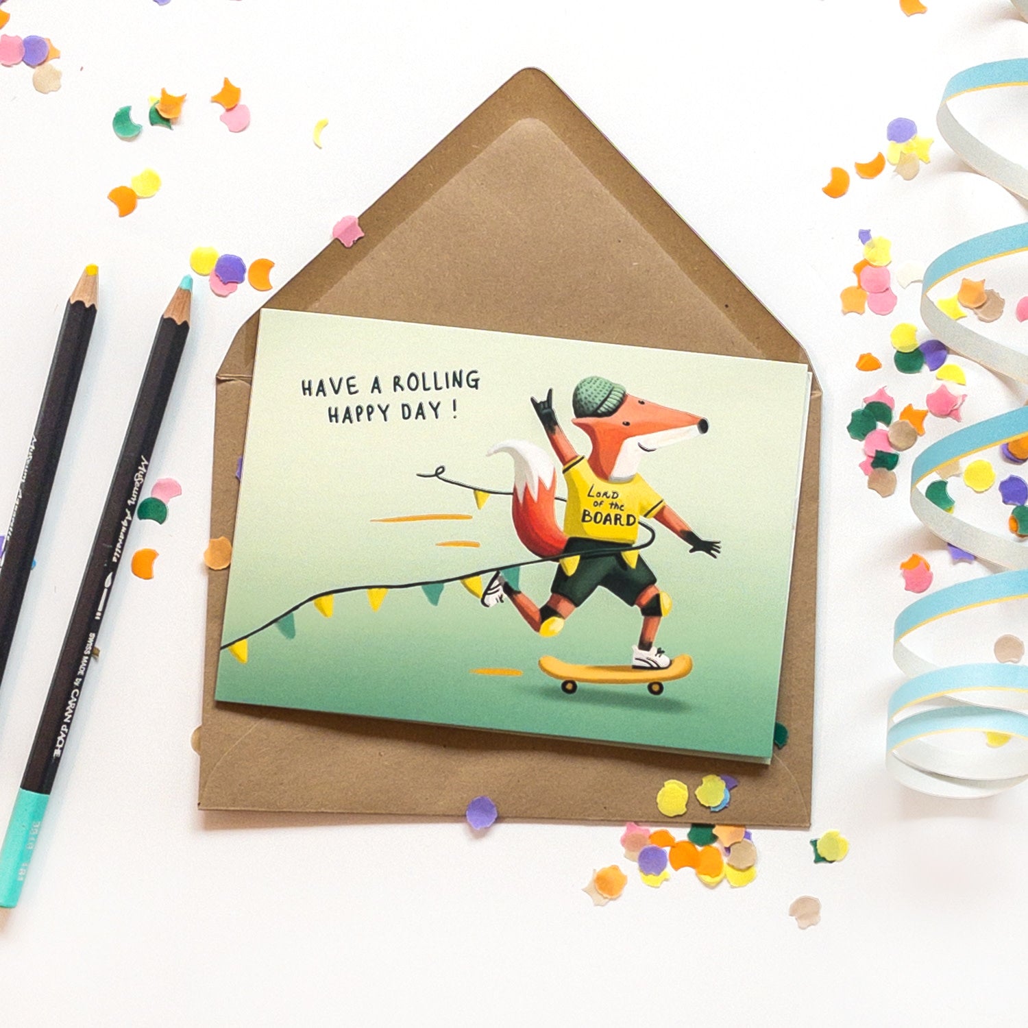 Wenskaart illustra'lies 'Have a rolling happy day!'