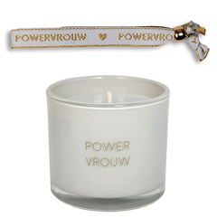 Geurkaars met wens-armband 'Powervrouw'