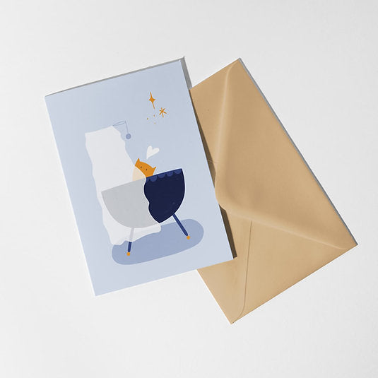 Wenskaart - Wiegje - blauw