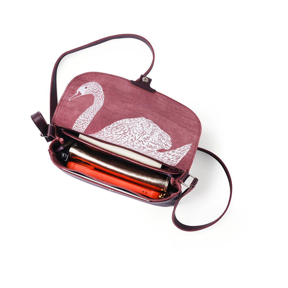Handtas - Wild swan - aubergine