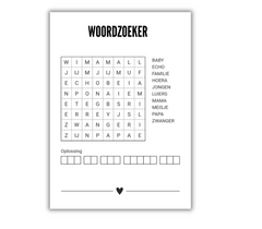 Kaart met woordzoeker 'Wil jij mijn peter zijn?'