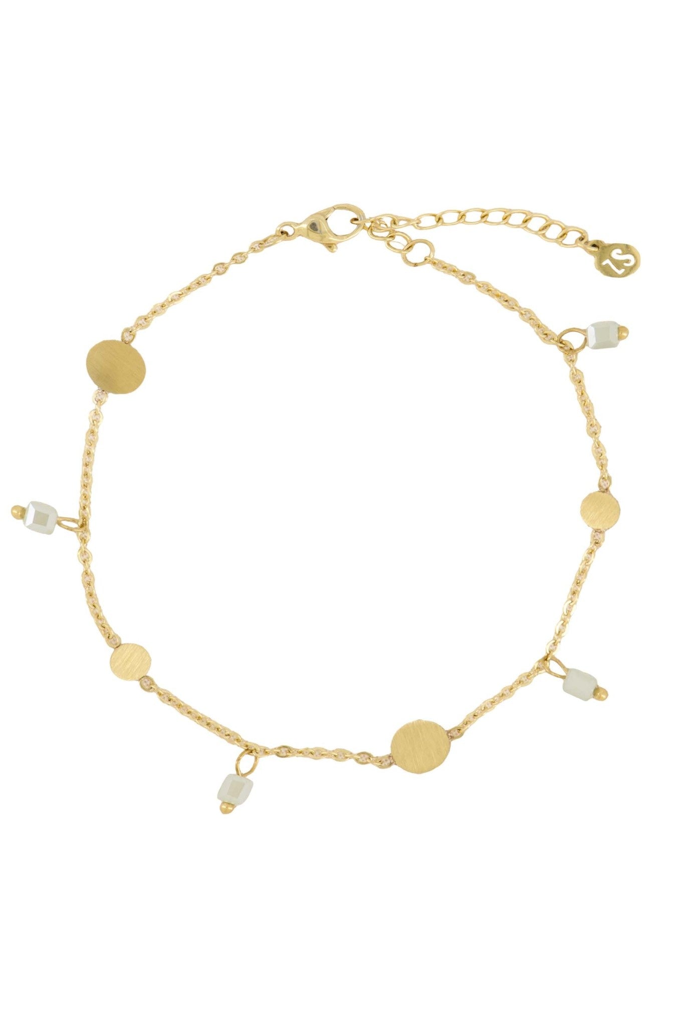 Armband met rondjes saliegroen/goud